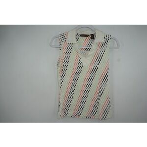 Tommy Bahama Polo Shirt Womens XS White 18 Golf Sleeveless Supima Cotton Stretch
